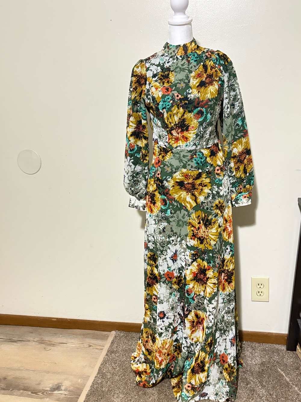 Mango Multicolor Floral Long Sleeve Dress